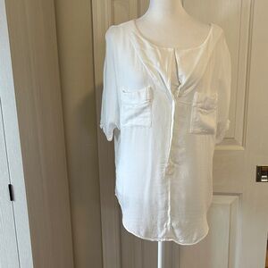 Free People Cream Blouse with Front Pockets